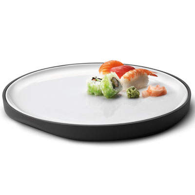 4722539 Dish, black melamin w. sushi