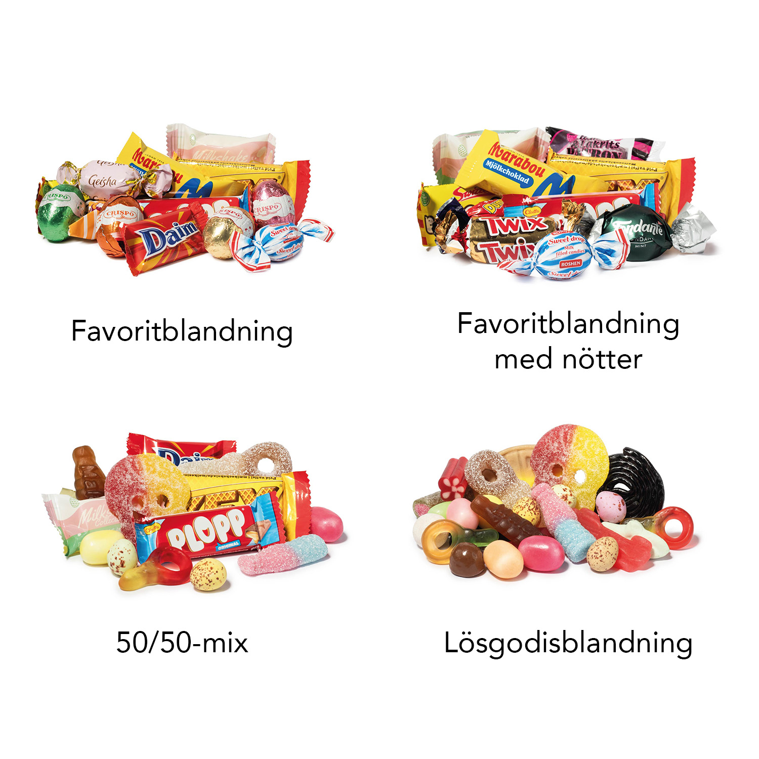 Bildagg godisvarianter