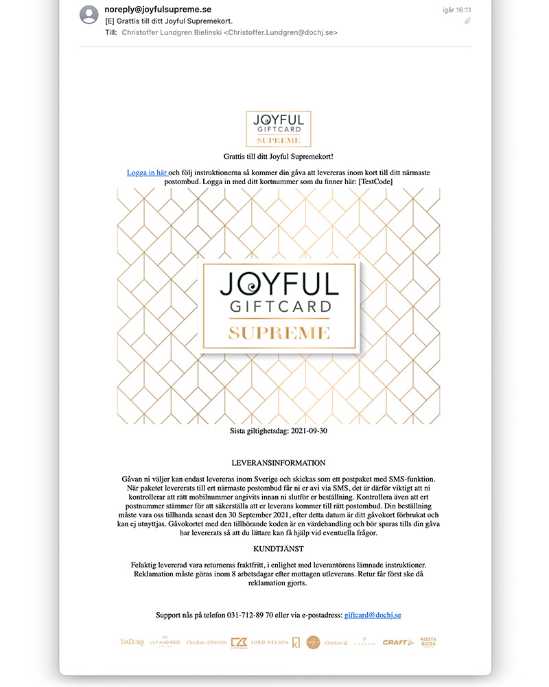 Joyful Giftcard 2020 digitalt kort