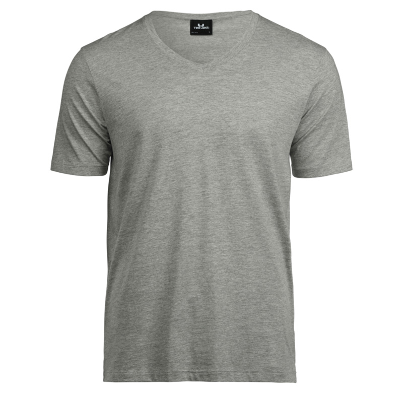 TeeJays luxury tee vneck herr heathergrey