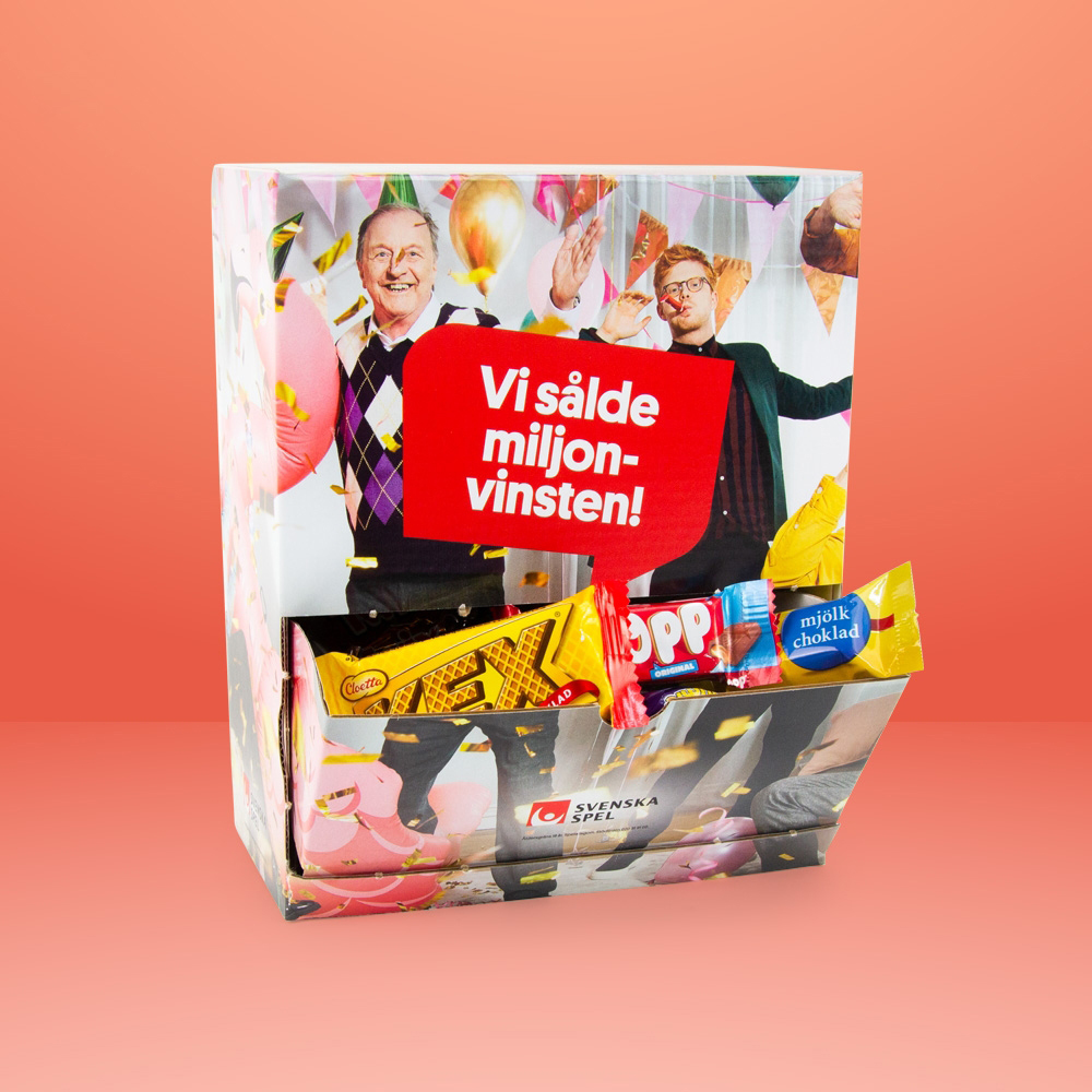 Tryckt pappautomat godis