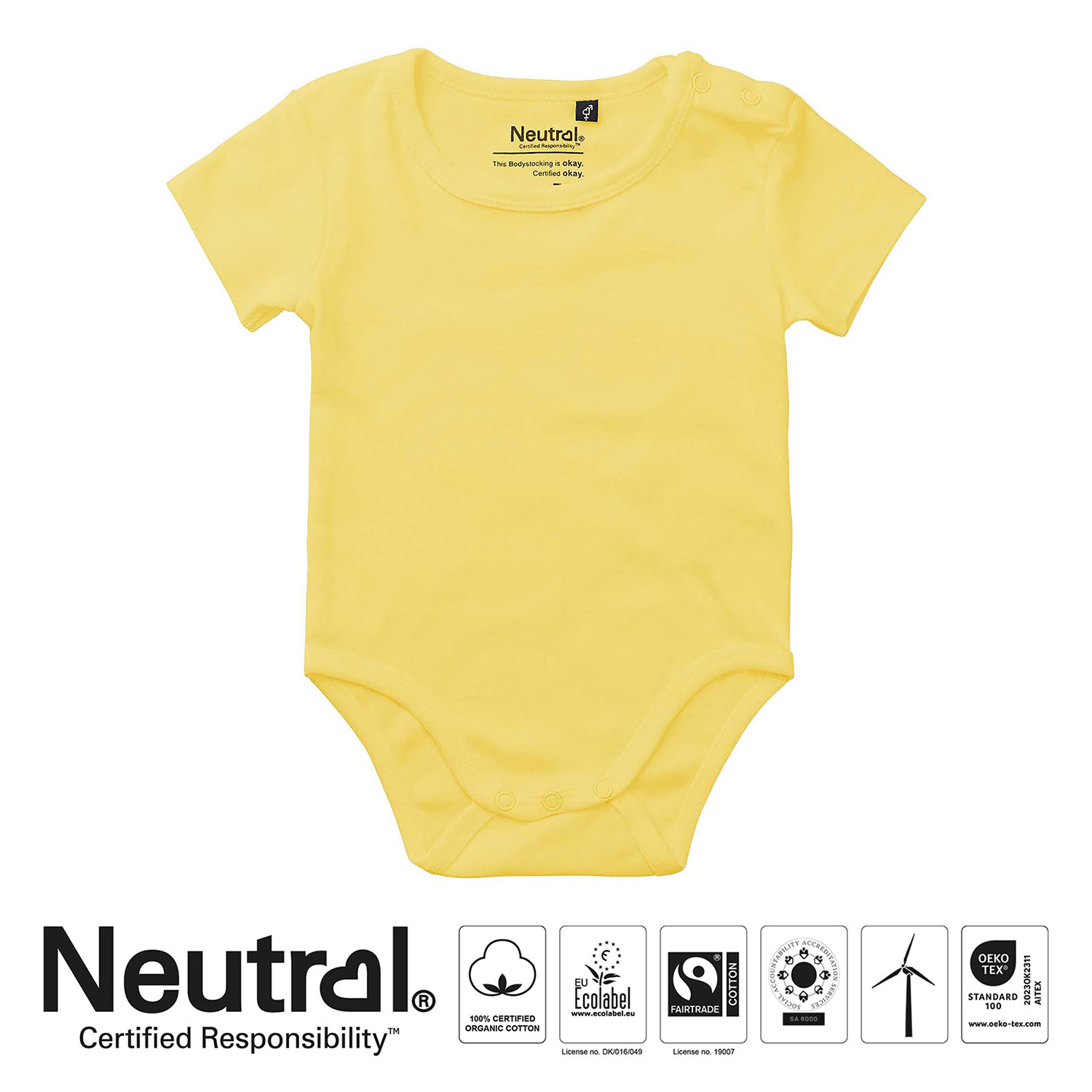 babies short sleeve bodystocking certifikat