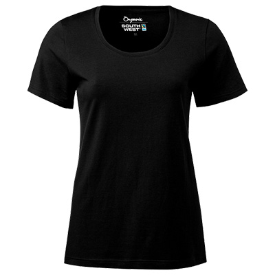 fairtrade t shirt rund hals dam svart