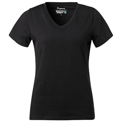 fairtrade t shirt v neck dam svart