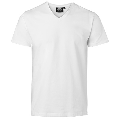 fairtrade t shirt v neck herr vit