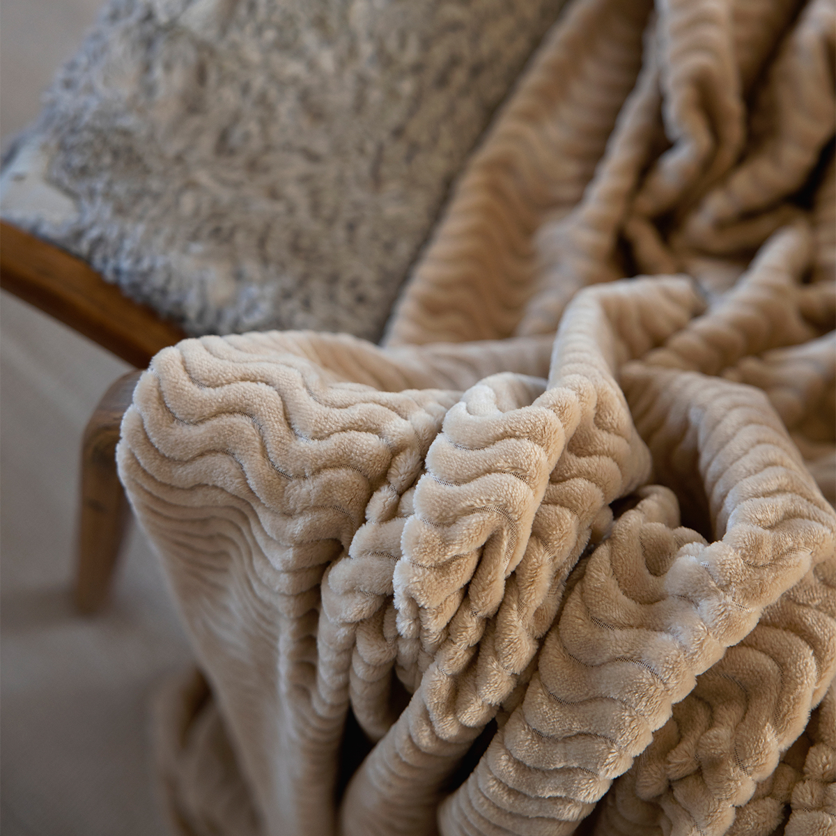 fleece plad sagaform beige agnes