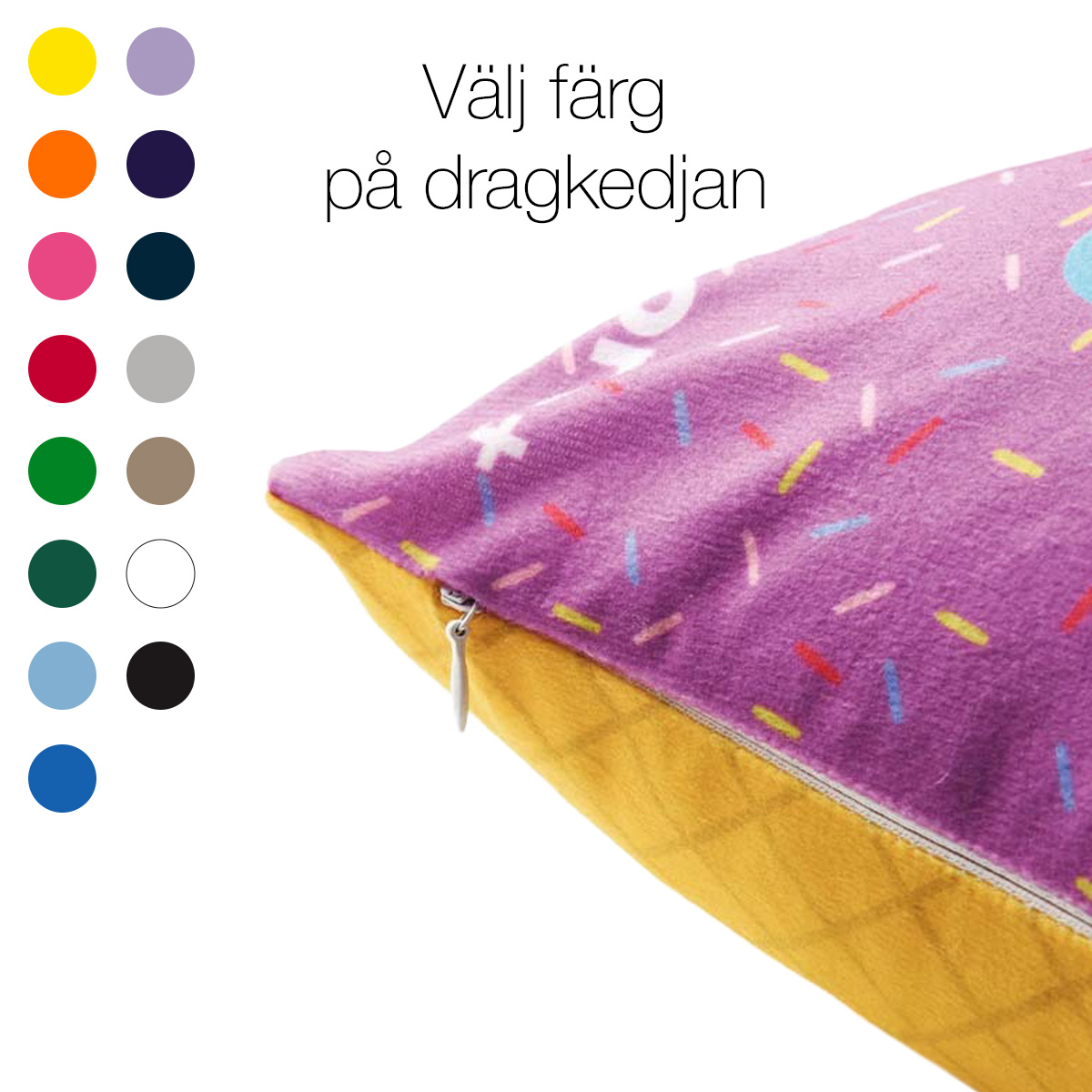 kudde egen design dragkedja
