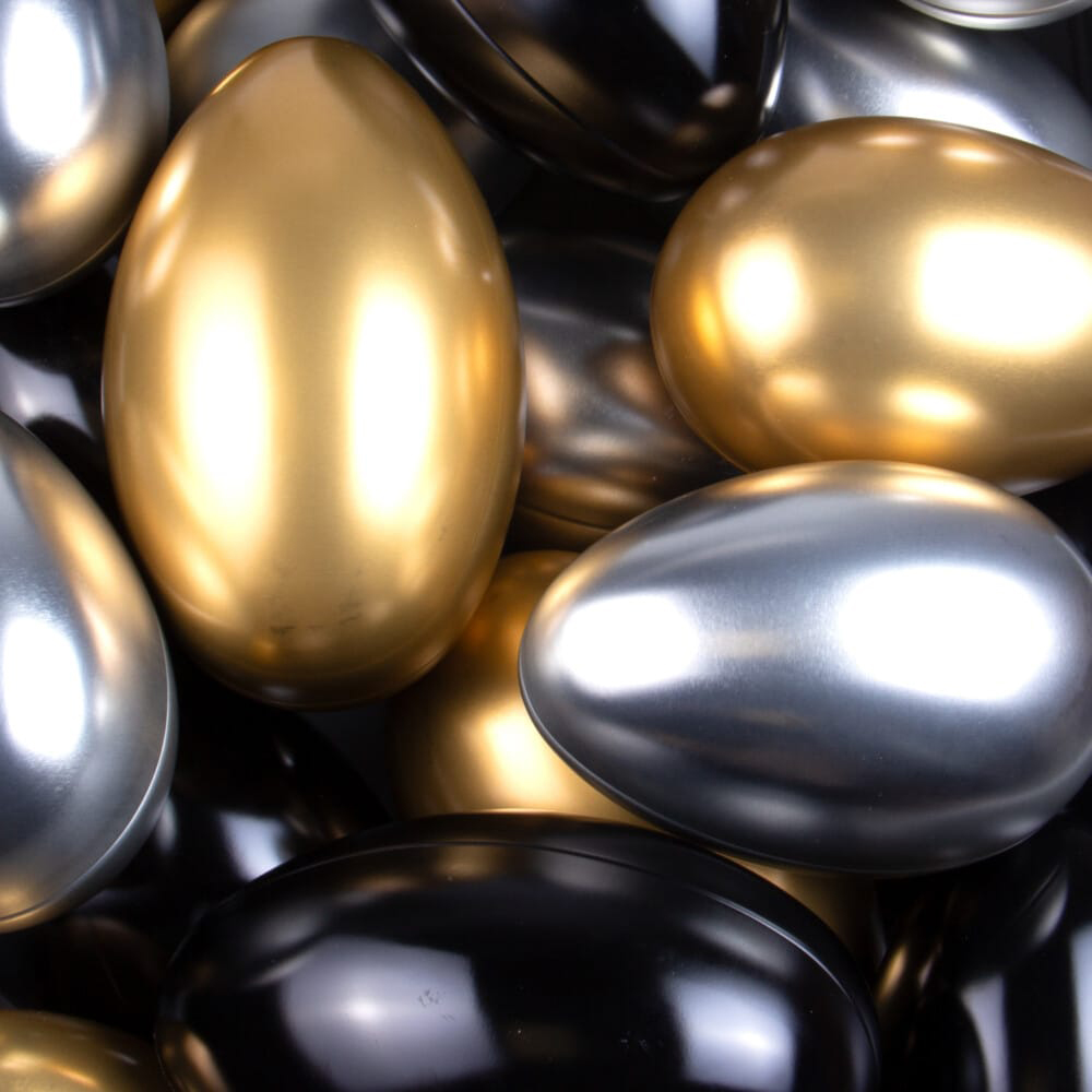 platagg guld silver svart