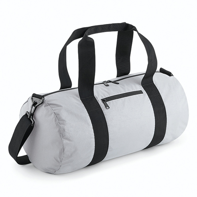 reflective barrel bag silver