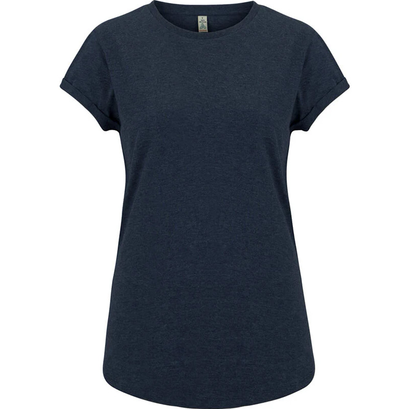 t shirt rullad arm dam melange navy